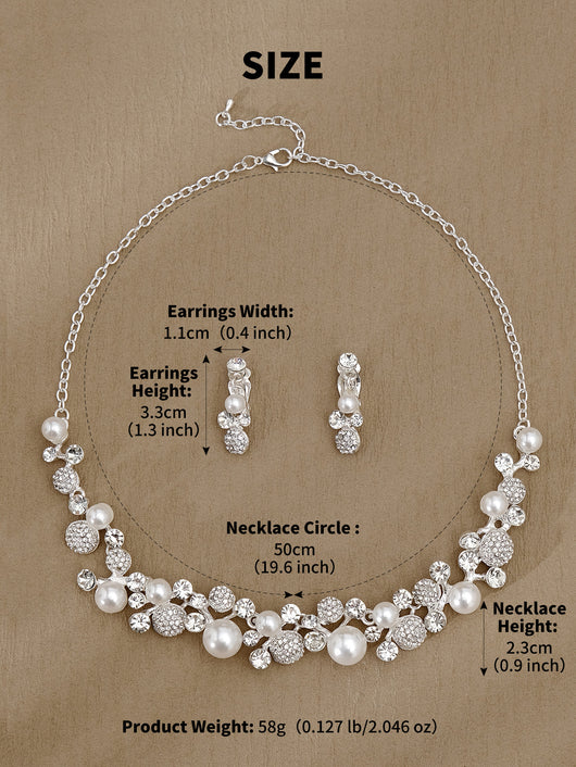 Conjunto de Aretes y Collar con Perlas y Cristales para Mujer - Image 45