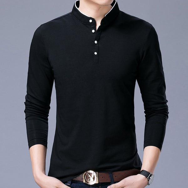 Camiseta Manga Larga Cuello Mao de Algodón para Hombre