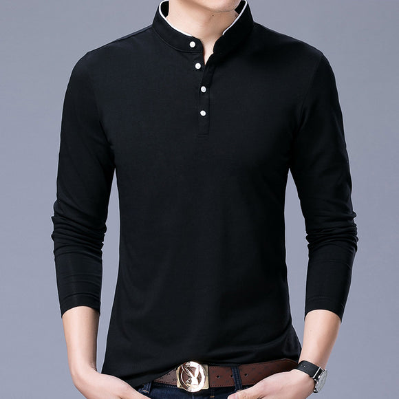 Camiseta Manga Larga Cuello Mao de Algodón para Hombre