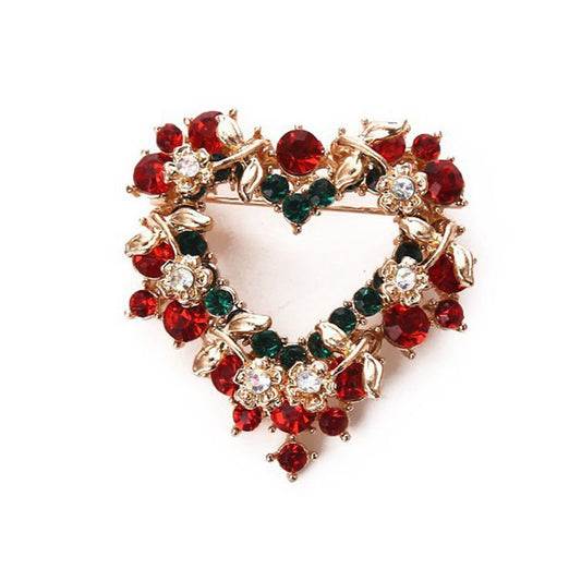 Broche Floral Diamante Amor Navideño