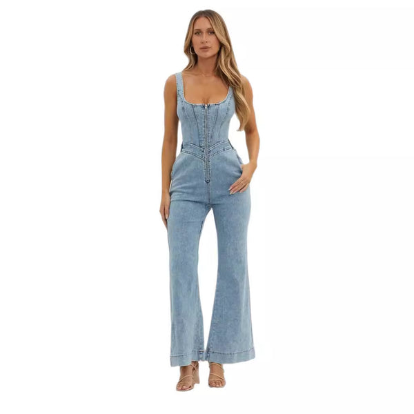 Pantalón Vaquero Slim con Tirantes Ajustables
