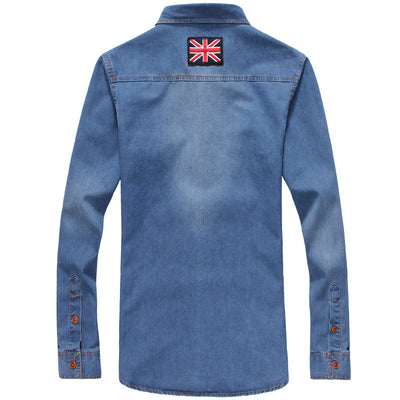 Camisa Denim Tricolor Juvenil Talla Grande para Hombre - Image 9