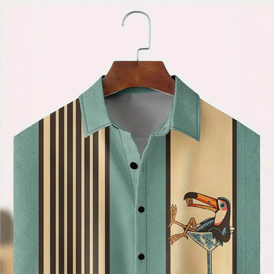 Camisa Hawaiana de Rayas con Cierre de Hebilla para Hombre - Image 3