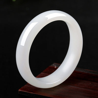 Pulsera de Jade Blanco Beijing Plana para Mujer - Image 4