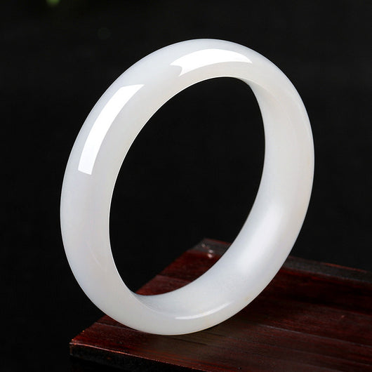 Pulsera de Jade Blanco Beijing Plana para Mujer - Image 4