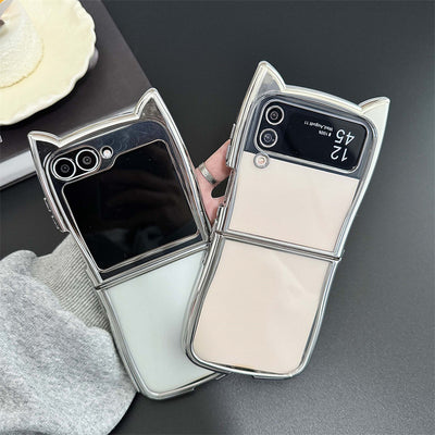 Funda Plegable para Teléfono con Orejas de Gato y Acabado Electrochapado Transparente - Image 11