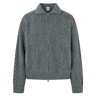 Cardigan de Punto Grueso con Cierre y Patrón Trenzado para Hombre - Image 5