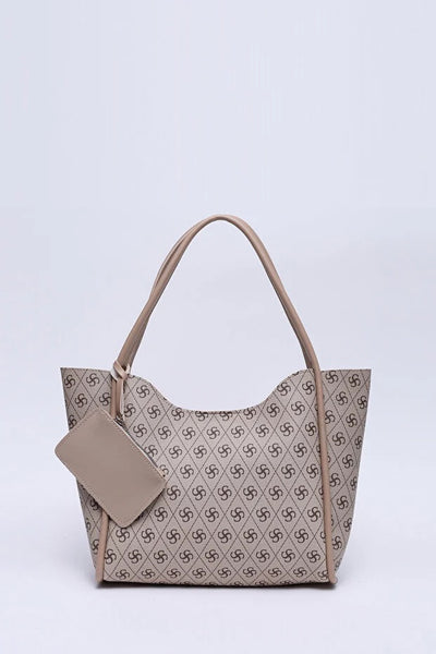 Bolso de Cuero Sintético Monogram Mink con Billetera y Neceser Incluido