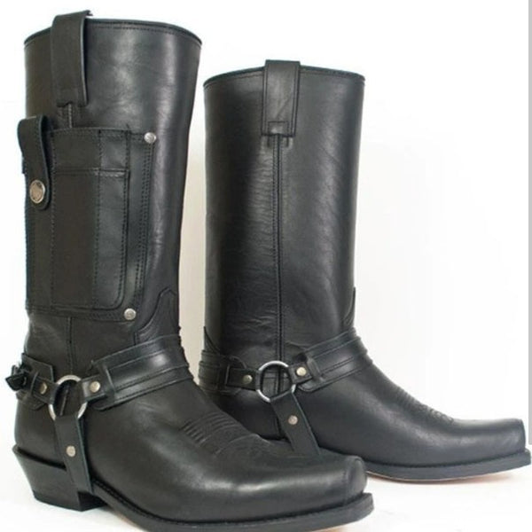 Botas de Cuero para Hombre con Tacón Alto y Bordado de Caballero