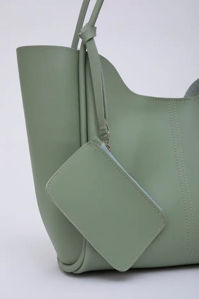 Bolso de Cuero Sintético Verde Menta con Billetera y Neceser - Image 4