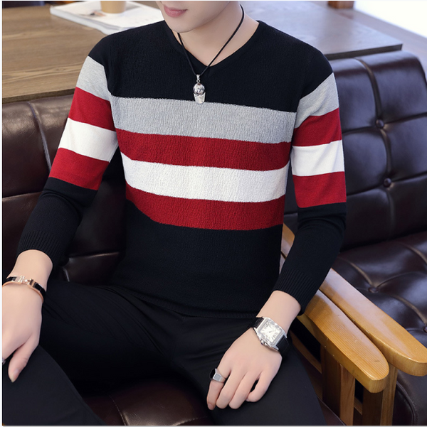 Suéter Cuello V Hombre Estilo Coreano Manga Larga