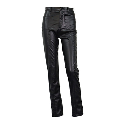 Pantalones de Cuero PU Cintura Alta con Bolsillos y Bolsa Integrada - Image 14