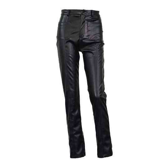 Pantalones de Cuero PU Cintura Alta con Bolsillos y Bolsa Integrada - Image 14