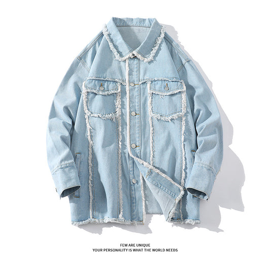 Chaqueta Denim Holgada con Bordes Deshilachados - Estilo Urbano Casual - Image 5