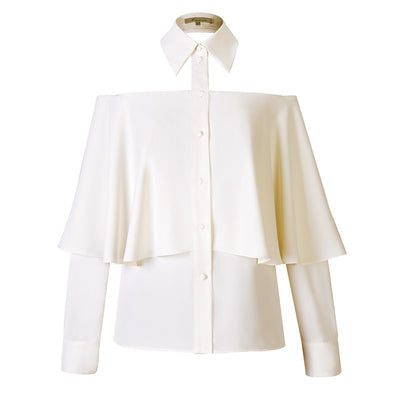 Blusa Larga Halter con Volantes y Hombros Descubiertos - Image 9