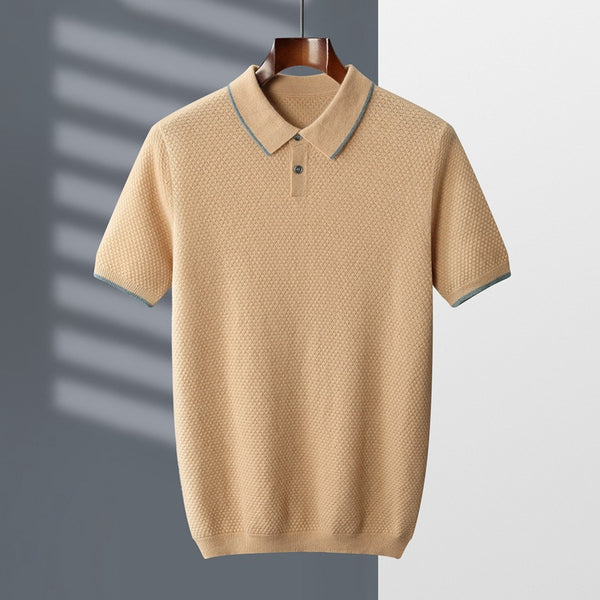 Suéter de Cashmira para Hombre con Cuello de Solapa y Mangas Cortas - Image 3