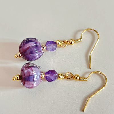 Aretes de Amatista Natural Púrpura Nine Fire