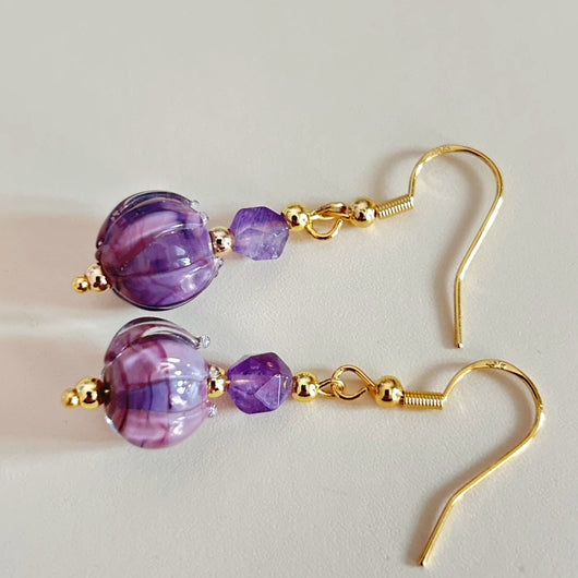 Aretes de Amatista Natural Púrpura Nine Fire