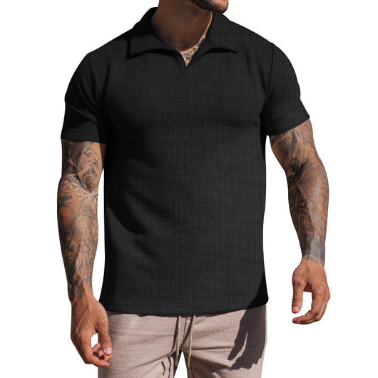 Polo Casual de Cuello V para Hombre - Colores Sólidos - Image 25