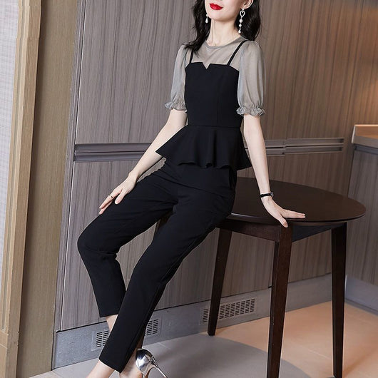 Conjunto de Dos Piezas Elegante en Chifón - Camisa y Pantalón Casual - Image 9
