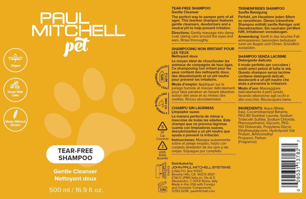 Paul Mitchell Pet Tear-Free Shampoo, Gentle Cleanser, Gallon