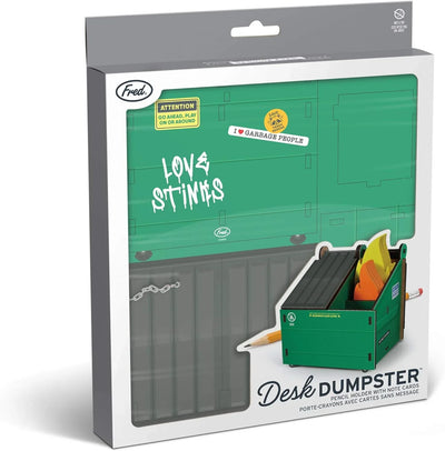 Organizador de escritorio estilo contenedor de basura – Genuine Fred, con tarjetas de notas en forma de llamas, 3 compartimientos para lápices y útiles, accesorio original y divertido para oficina - Tekeno