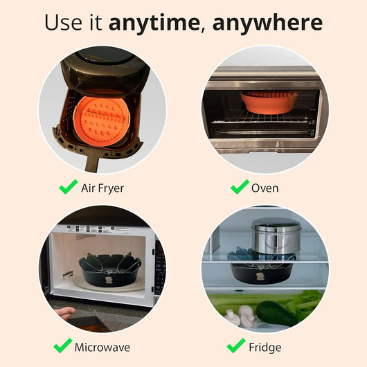 ARIALASQUALITY 7 Pcs Air Fryer Accessories - Silicone Liners, Egg Bite Mold, Reusable Basket Liner - Tekeno