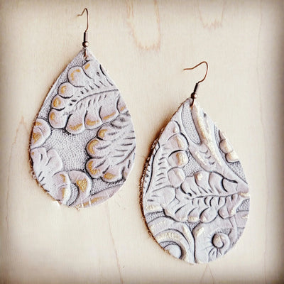 **Leather Teardrop Earrings in Gilded Cowboy 207i