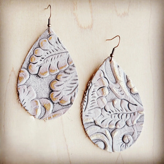 **Leather Teardrop Earrings in Gilded Cowboy 207i