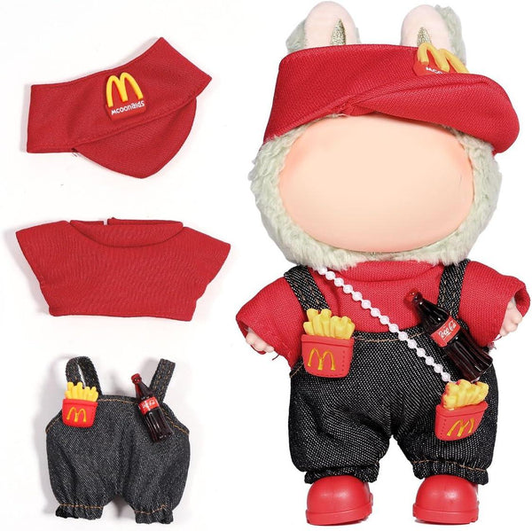 for Labubu Clothes/For Labubu Outfits,Clothes Set for 17Cm Lububu Doll,3 Piece Set Hat Clothing for LA BUBU, Boys and Girls Stylish Adorable Dolls Clothes Accessories (No Doll)_01 - Tekeno