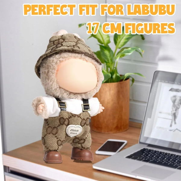 para Designer de Roupas Labubu/Para Roupas Labubu, Conjunto de Roupas para Boneca Lububu de 17cm, Conjunto de 3 Peças Chapéu e Roupa para LA BUBU, Acessórios de Roupas Estilosos e Adoráveis para Bonecas de Meninos e Meninas (Sem Boneca)_13