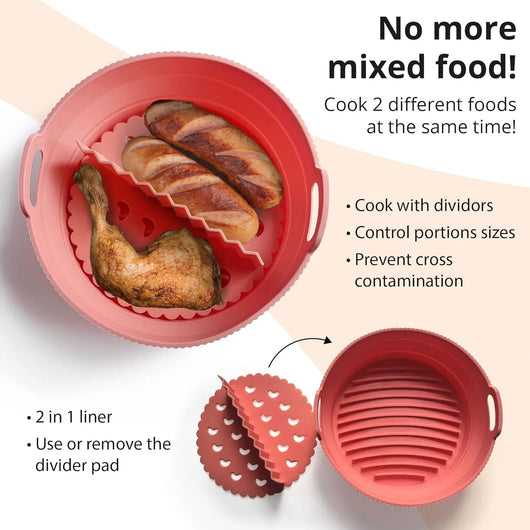 ARIALASQUALITY 7 Pcs Air Fryer Accessories - Silicone Liners, Egg Bite Mold, Reusable Basket Liner - Tekeno