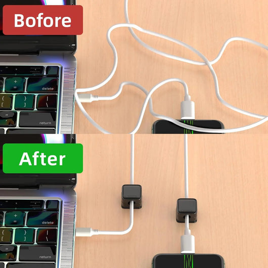 Set de 8 organizadores magnéticos para cables – Adhesivo fuerte Costop, fácil apertura, ideal para organizar cables de carga en hogar, oficina, auto y escritorio - Tekeno