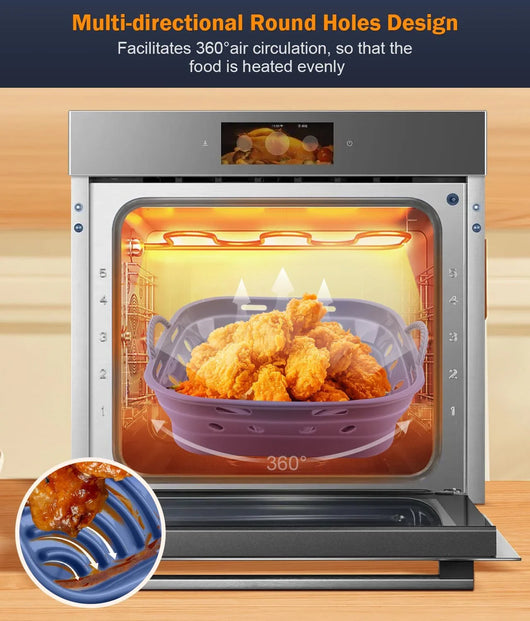 Silicone Air Fryer Liners - 2 Pack Square Air Fryer Basket Reusable Parchment Paper, Perfect 5-8 QT Airfryer Liners, Non-Stick Baking Tray for Air Fryer, Must-Have Kitchen Gadgets Oven Accessories - Tekeno