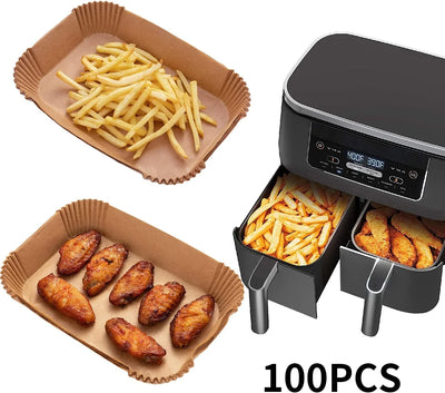 Air Fryer Disposable Paper Liner, 100PCS Food Grade Parchment Liners for Ninja Dz201,Ninja Foodi Dual Air Fryer Accessories Baking Paper (9 * 6, Natural) - Tekeno