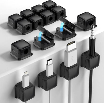 Set de 8 organizadores magnéticos para cables – Adhesivo fuerte Costop, fácil apertura, ideal para organizar cables de carga en hogar, oficina, auto y escritorio - Tekeno