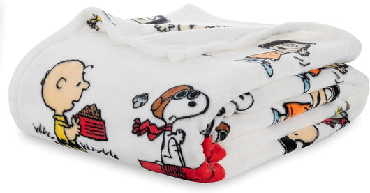 Cobija de felpa Peanuts Velvet Loft Snoopy 140 x 178 cm – Diseño The Flying Ace, oficial y ultra suave - Tekeno