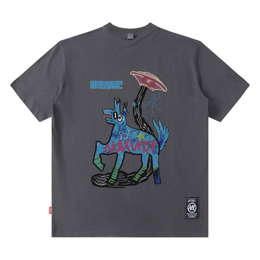 Playera Oversize Suelta American Street de Manga Corta