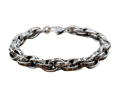 Pulsera Retro para Hombre con Anillos Entrelazados y Seis Caracteres de Sabiduría - Image 6