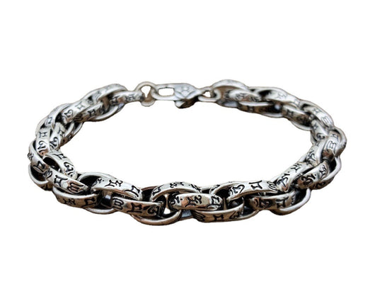 Pulsera Retro para Hombre con Anillos Entrelazados y Seis Caracteres de Sabiduría - Image 6