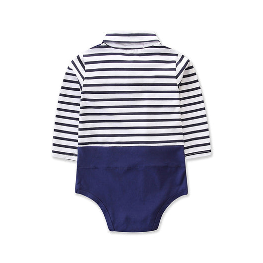 Pijama Tipo Romper de Rayas Azul Marino para Bebés - Manga Larga Primavera Otoño - Image 3