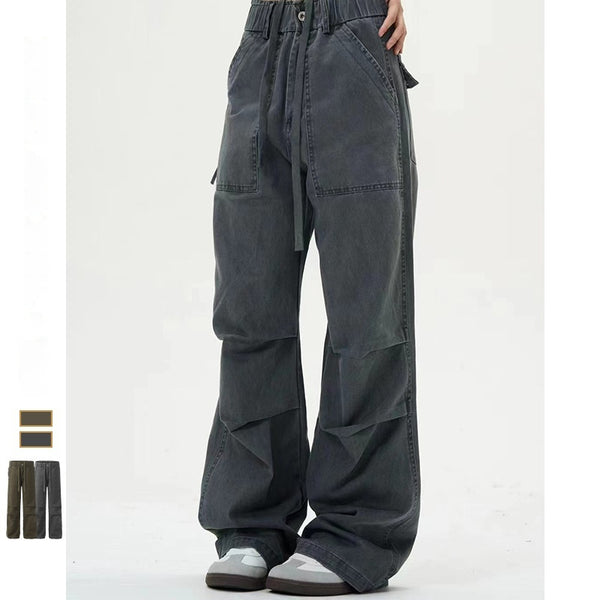 Pantalones Vaqueros Grises con Pliegues en Rodilla - Diseño Exclusivo