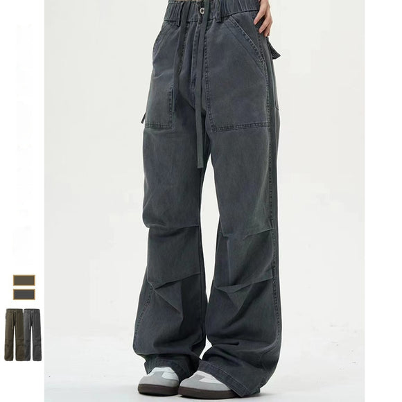 Pantalones Vaqueros Grises con Pliegues en Rodilla - Diseño Exclusivo