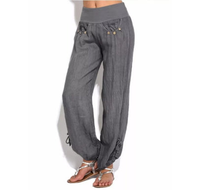 Pantalones Anchos Casuales con Botones Sueltos para Mujer - Image 5