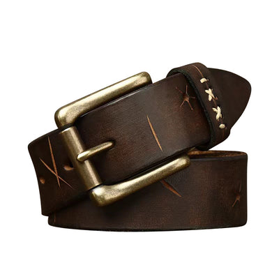 Cinturón Vaquero de Cuero Vintage Delavado con Hebilla de Pasador - Image 3