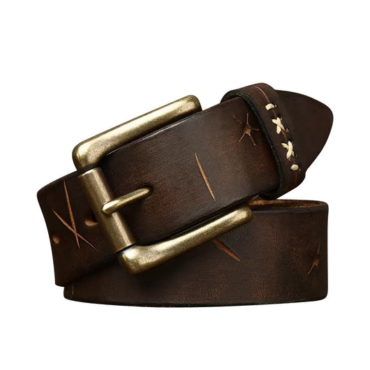 Cinturón Vaquero de Cuero Vintage Delavado con Hebilla de Pasador - Image 3