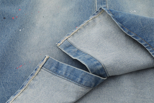 Camisa Denim Oversized con Bolsillos Bordados y Detalles Splash Ink - Image 10