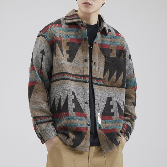 Chamarra de Lana Gruesa para Hombre a Cuadros, Abrigo Térmico Casual de Invierno