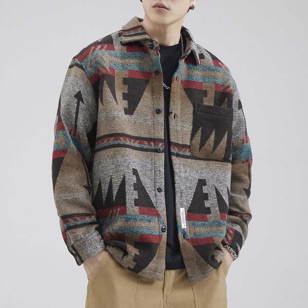 Chamarra de Lana Gruesa para Hombre a Cuadros, Abrigo Térmico Casual de Invierno