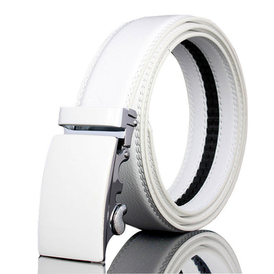 Cinturón Blanco de Cuero para Hombre con Hebilla Automática - Image 5